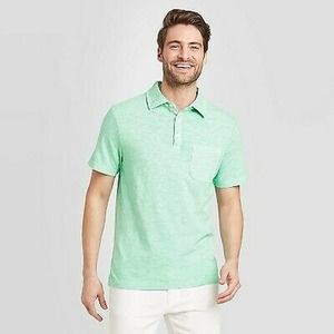 Short Sleeve Polo Jersey Shirt - Green L